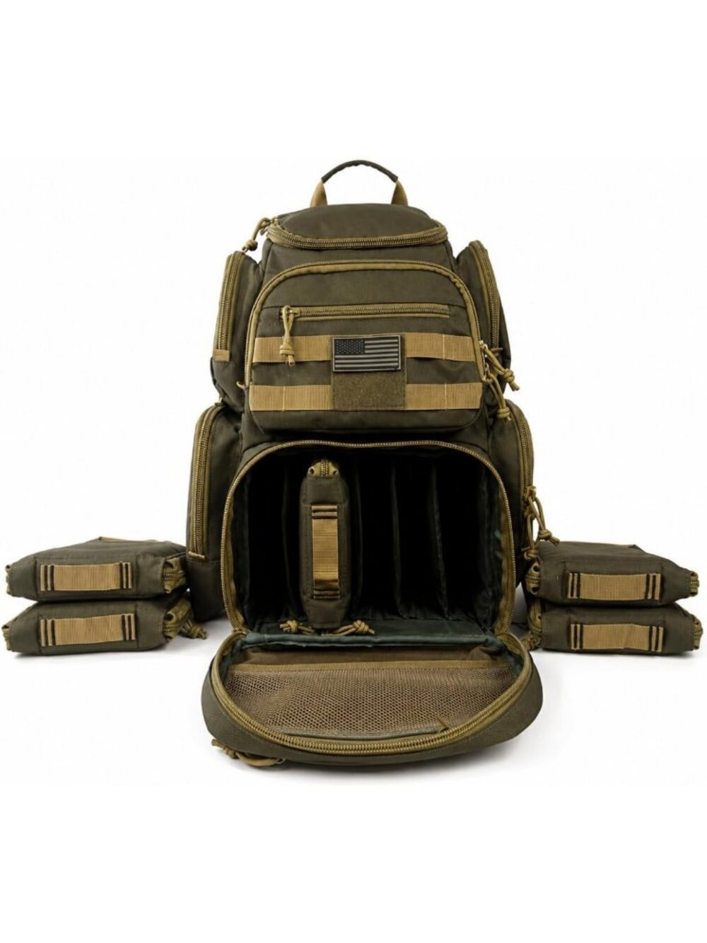 Tactical Range Backpack - Lockable 5 Handgun Bag, Water-Resistant, Rain Cover